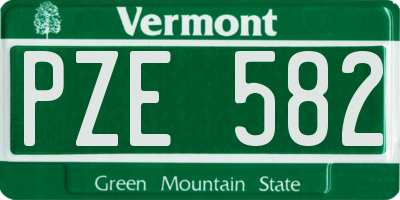 VT license plate PZE582