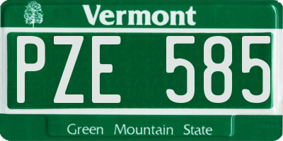 VT license plate PZE585
