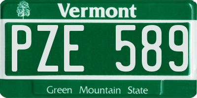 VT license plate PZE589