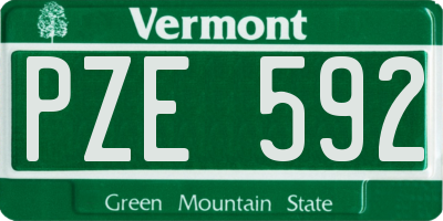 VT license plate PZE592