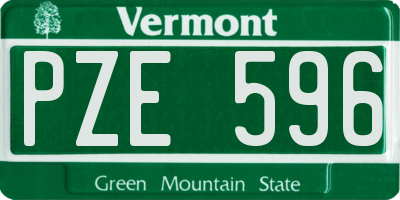 VT license plate PZE596