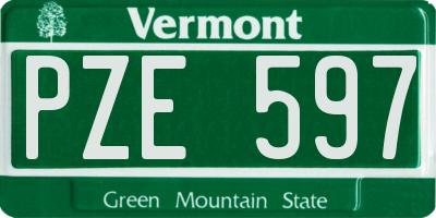 VT license plate PZE597