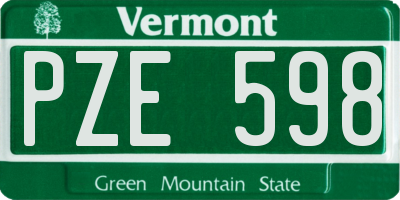 VT license plate PZE598