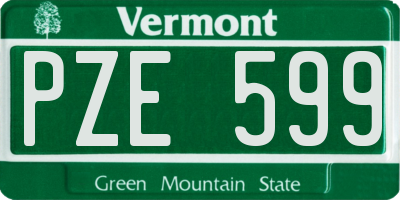 VT license plate PZE599
