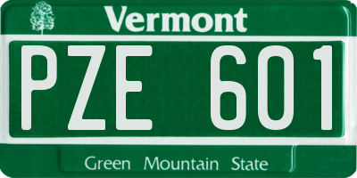 VT license plate PZE601
