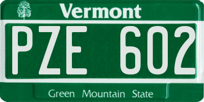 VT license plate PZE602