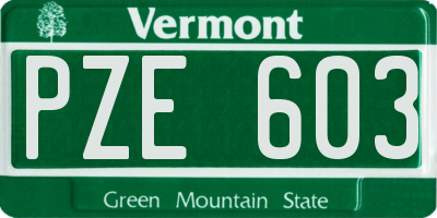 VT license plate PZE603