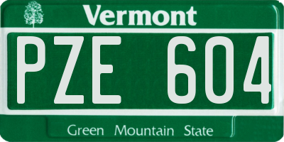 VT license plate PZE604