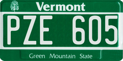 VT license plate PZE605