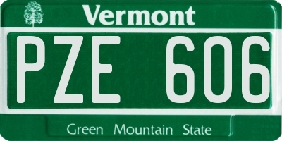 VT license plate PZE606