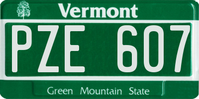 VT license plate PZE607