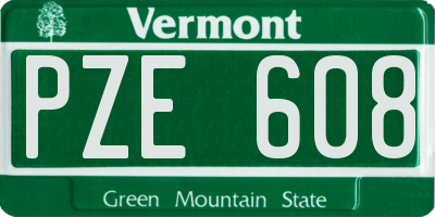VT license plate PZE608