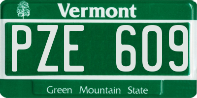 VT license plate PZE609