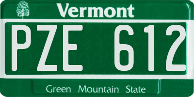 VT license plate PZE612