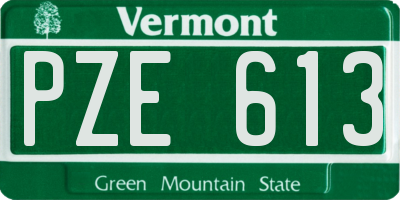 VT license plate PZE613