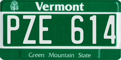VT license plate PZE614