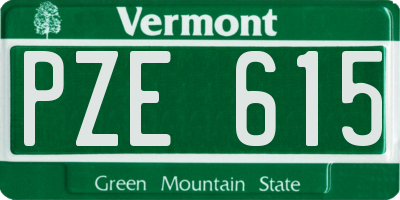 VT license plate PZE615
