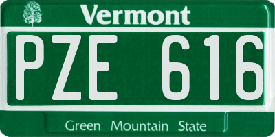 VT license plate PZE616