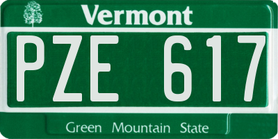 VT license plate PZE617