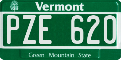 VT license plate PZE620