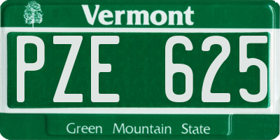 VT license plate PZE625