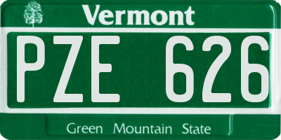 VT license plate PZE626