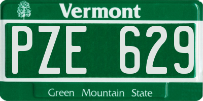 VT license plate PZE629