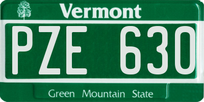 VT license plate PZE630