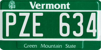 VT license plate PZE634