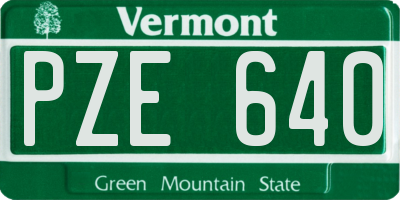 VT license plate PZE640