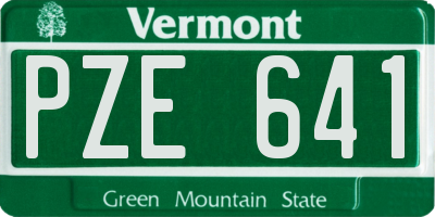 VT license plate PZE641