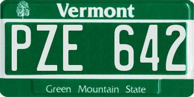 VT license plate PZE642