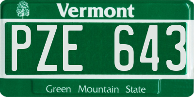 VT license plate PZE643