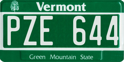VT license plate PZE644