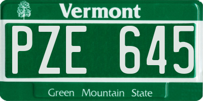 VT license plate PZE645