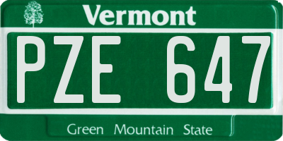 VT license plate PZE647