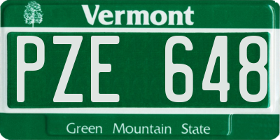VT license plate PZE648