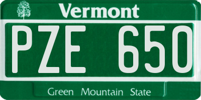 VT license plate PZE650