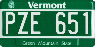 VT license plate PZE651