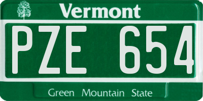 VT license plate PZE654