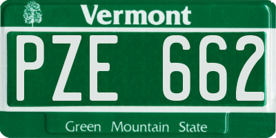 VT license plate PZE662