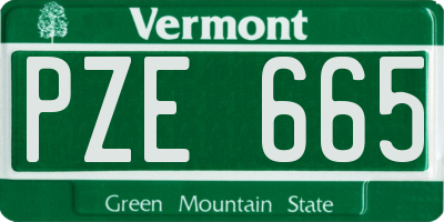 VT license plate PZE665