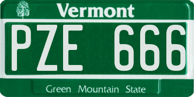 VT license plate PZE666