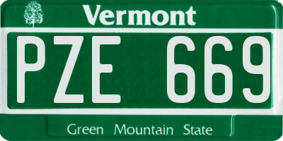 VT license plate PZE669