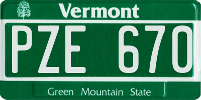 VT license plate PZE670