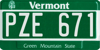 VT license plate PZE671