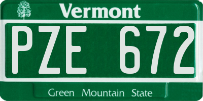 VT license plate PZE672