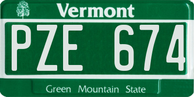 VT license plate PZE674