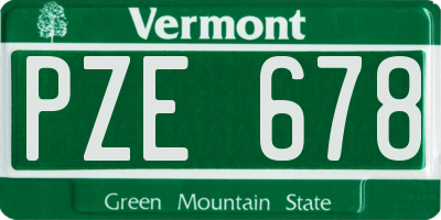 VT license plate PZE678