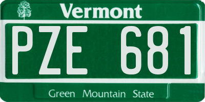 VT license plate PZE681